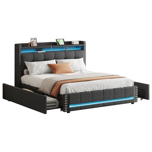 Lit Mezzanine 90*200cm-lit Enfant Avec Étendoir,étagères-prise USB