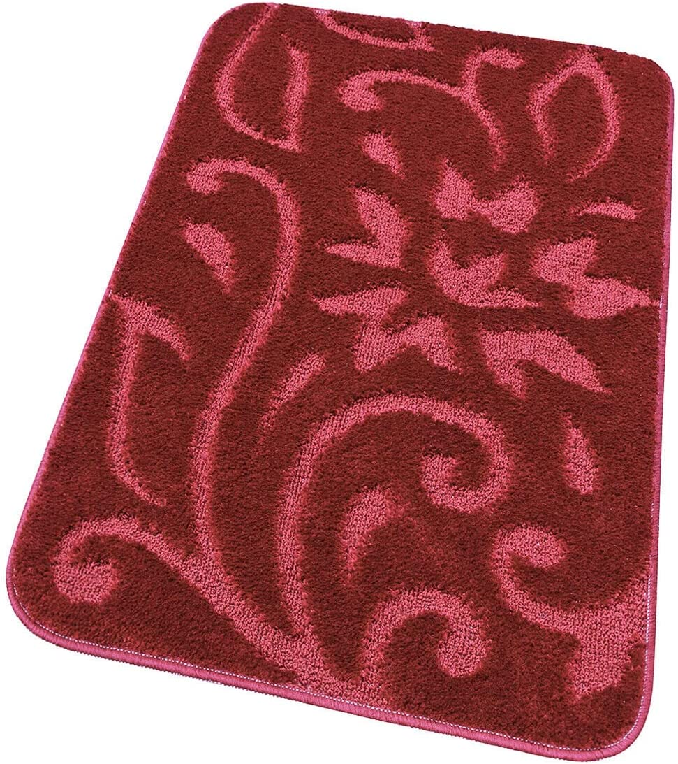 Mata łazienkowa Miękka Dywanik Przyłóżkowy Nowoczesny Elegancki Antypoślizgowy Chłonny Burgundowy 65x130 cm