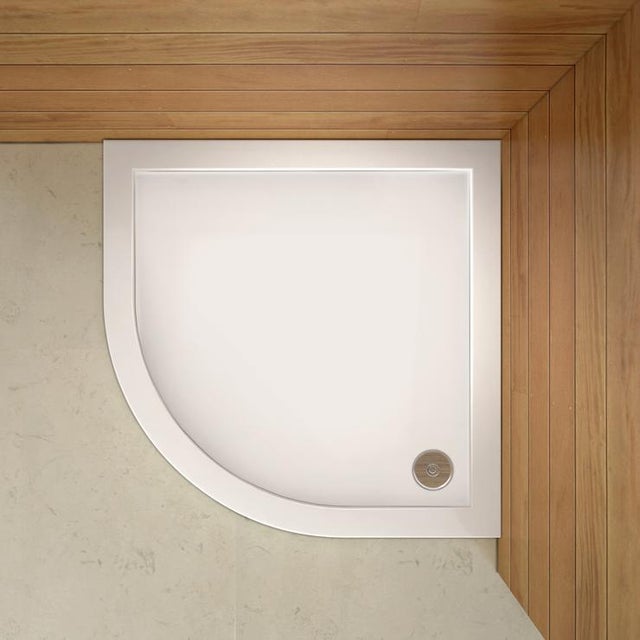 Aica Receveur De Douche Blanc 90x90x3cm 1/4 De Cercle, Extra-plat Gel Coat, Bac À Douche Avec Le Bonde De Douche Et Le Siphon 90cm