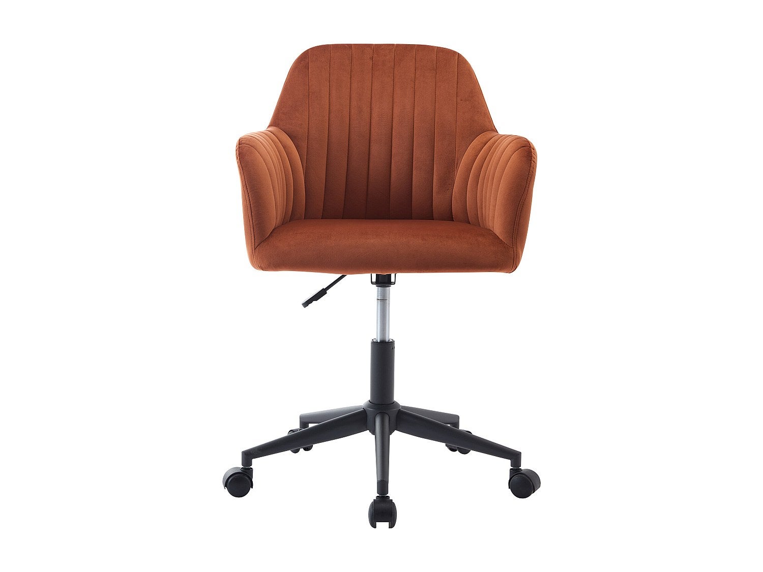 Chaise de bureau - Velours - Terracotta et noir - Hauteur réglable - ELEANA - 3