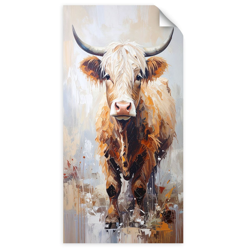 Naklejka na ścianę do salonu sypialni, Szkocka krowa Zwierzęta Natura 60x120