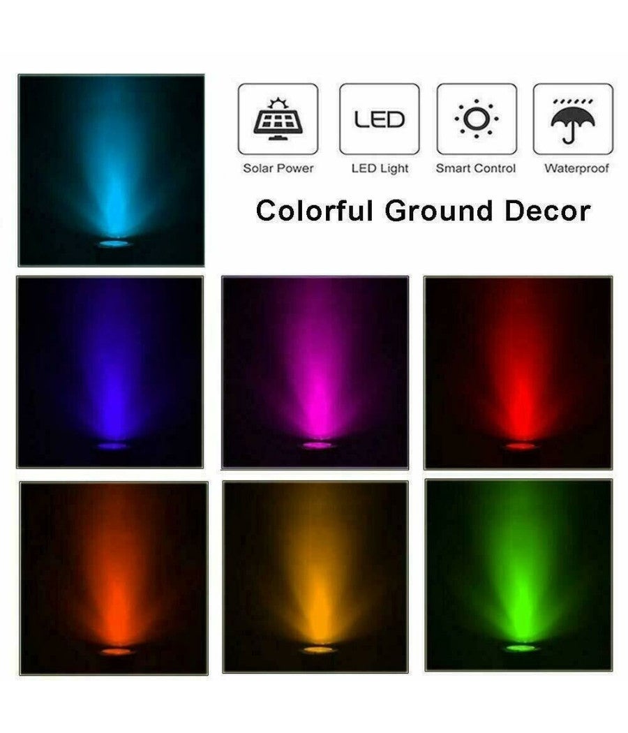 Trade Shop - 4 Faro Lampada 8 Led Rgb Solare Da Esterno Giardino Faretto Picchetto Segnapassi - - 4