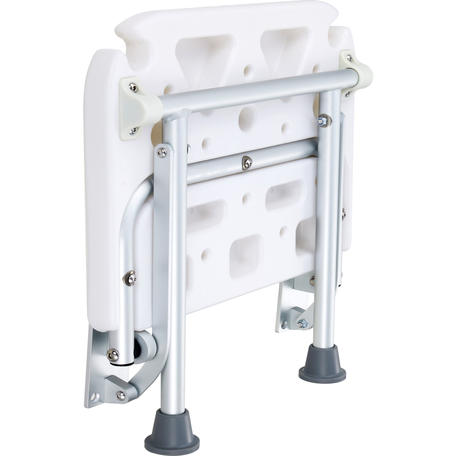 Asiento de ducha plegable de PE,expansión VEVOR 40x37,5 cm,taburete de ducha montado la pared,capacidad de carga de 500 libras,ahorro de espacio - 9