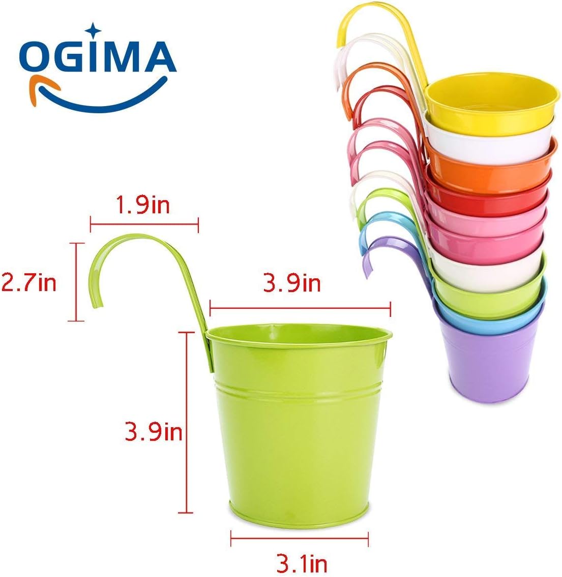 Lot de 10 pots de fleurs en fer forgé à suspendre pour balcon, jardin, décoration d'intérieur - 5