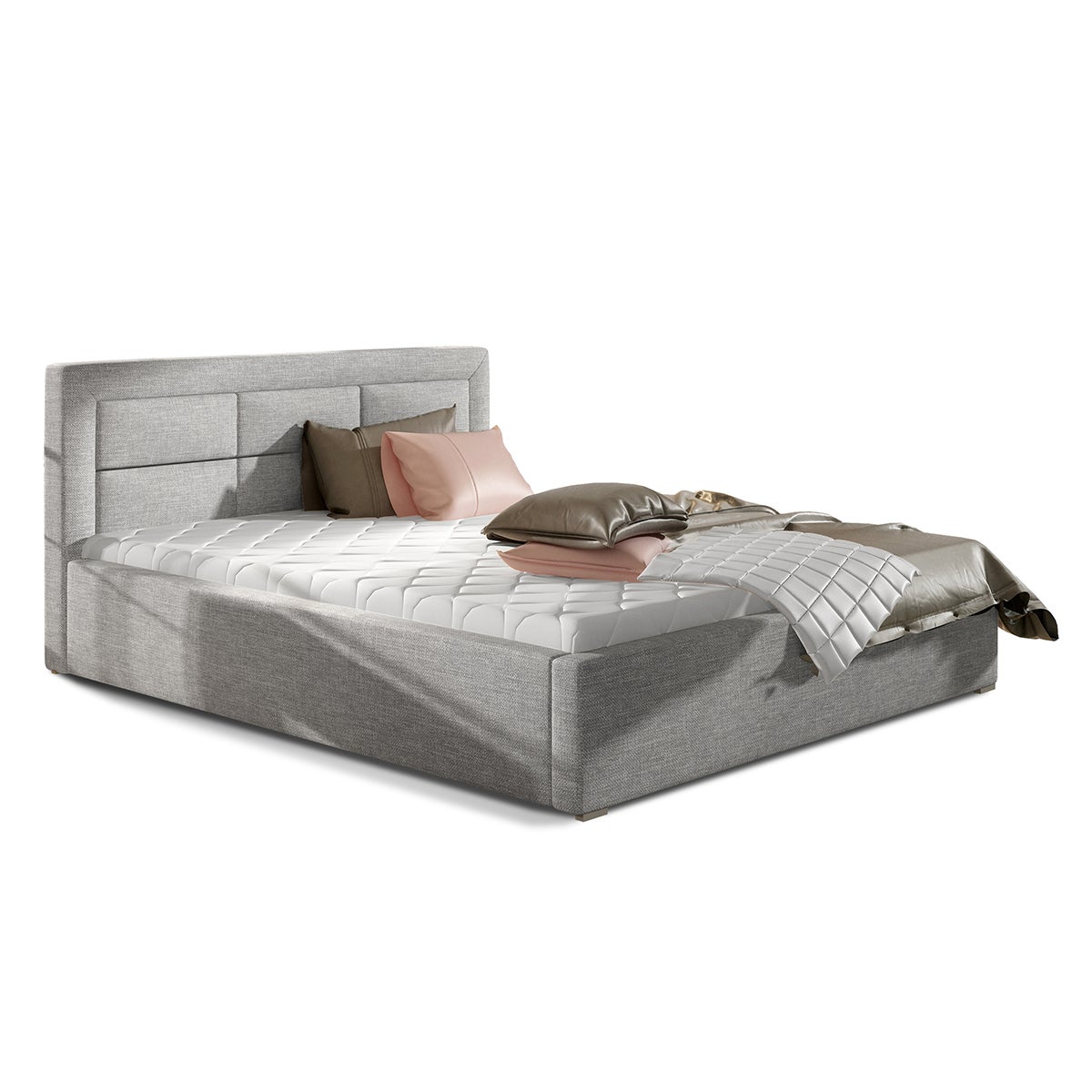Lit Coffre 180x200 Cm Avec Matelas - Blanc - Cuir Synthétique - Neuf