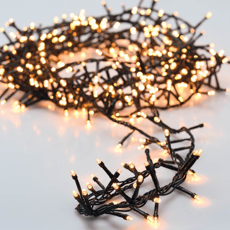 ECD Germany Lancuch swietlny, PVC, kolor swiatla cieply bialy, dlugosc 11m, 560 LED, lampki swiateczne, kabel zasilajacy 3m, IP-44, lancuch swietlny