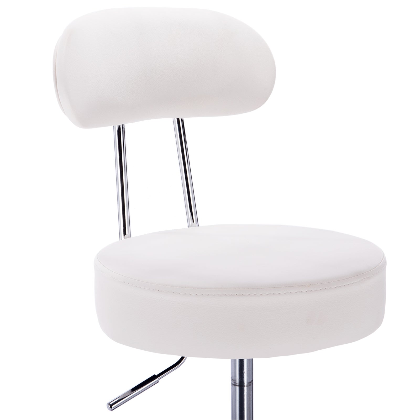 WOLTU Tabouret de Bureau，tabouret de travail à roulettes，chaise de bureau avec dossier，hauteur réglable，Blanc - 3