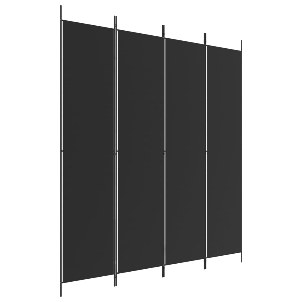 Biombo separador de 4 paneles | biombo divisor | paravientos de tela negro 200x220 cm cfw50454