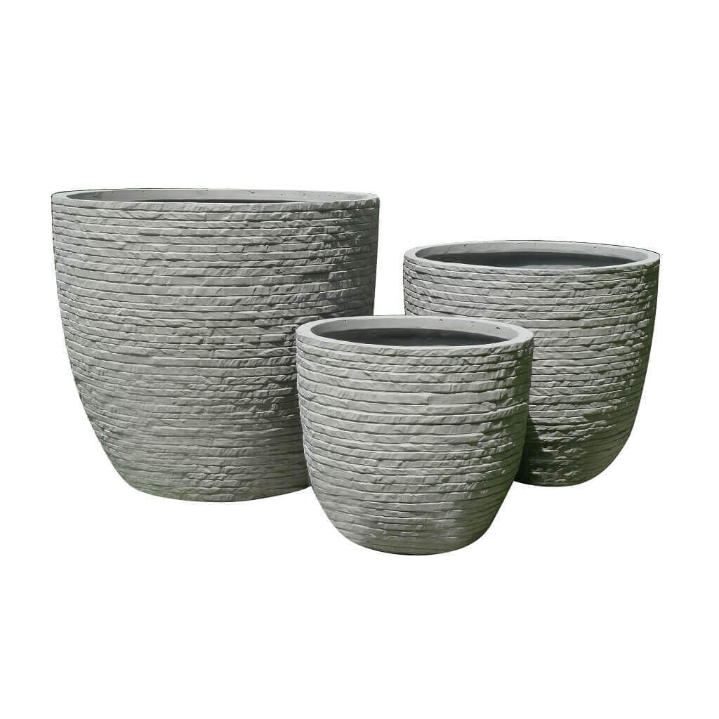 Conjunto de 3 vasos de jardim em fibra de argila Marisa - Cor Bege - 4