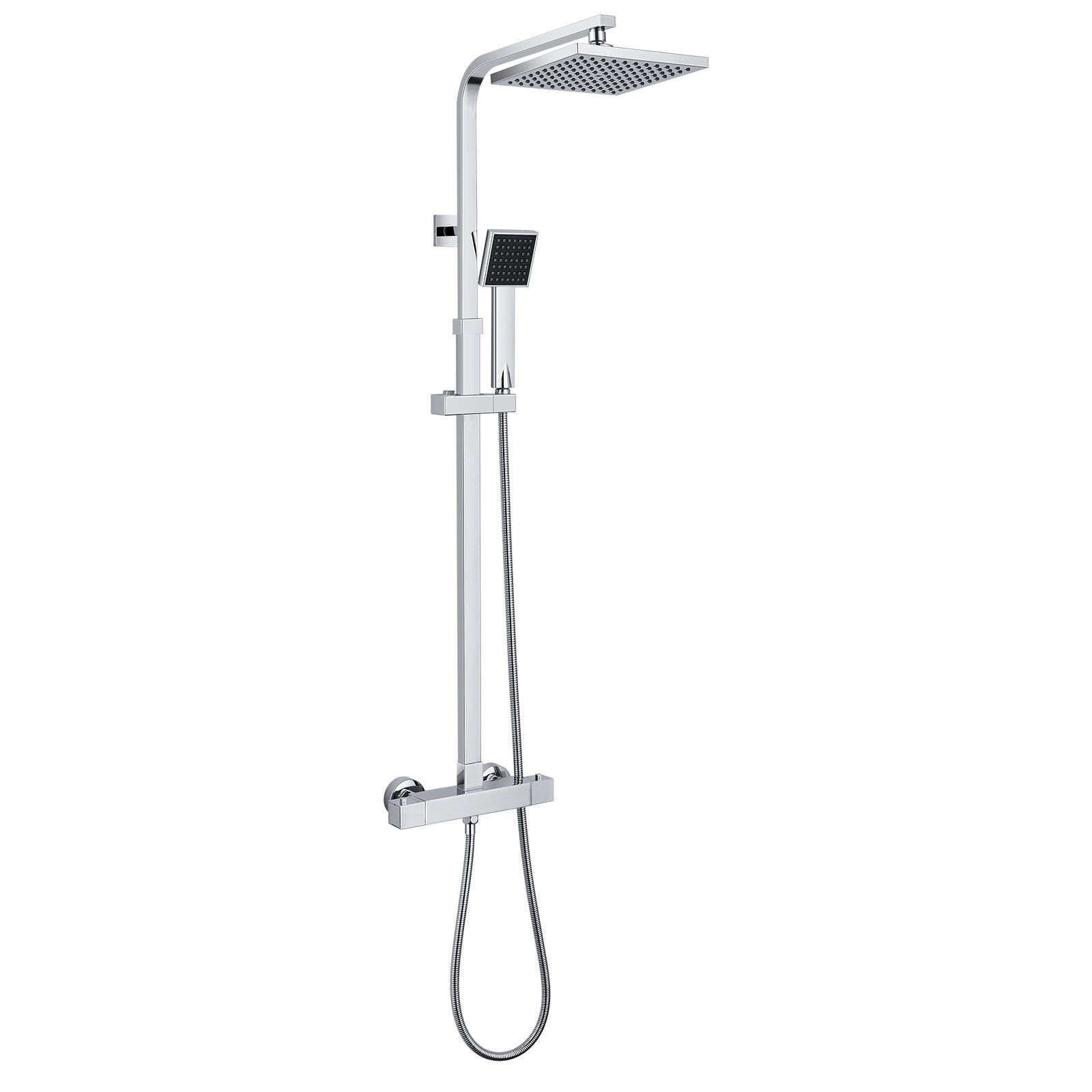 Auralum max Colonne de Douche Carré Set de Douche avec Mitigeur Thermostatique Design Moderne - Douche Tête de121 Buses,Chrome - 8