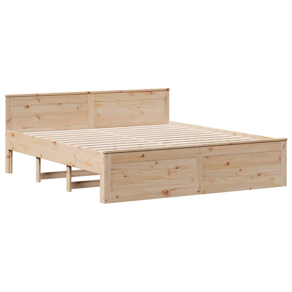 Lit bibliothèque sans matelas en bois massif de pin, pour la chambre, 180 × 200 cm - 9