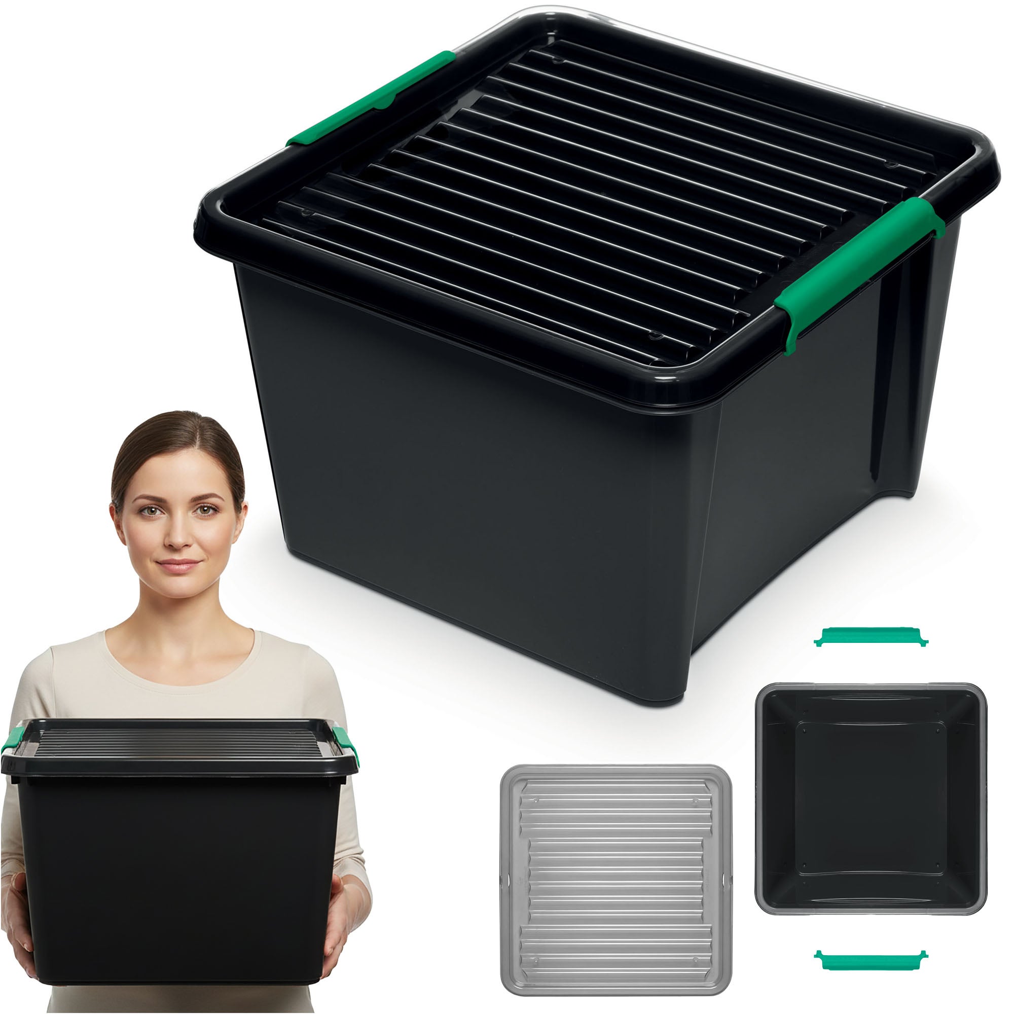 Pojemnik Plastikowy Pudełko Plastikowe Zamykany Z Pokrywką Pudło Eco Box Do Przechowywania Do Domu Garażu Magazynu 25 L