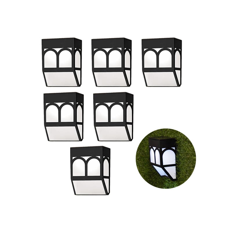Zewnętrzna lampa solarna, 6 sztuk, solarna lampka ogrodzeniowa LED, solarna lampa ścienna - światło białe