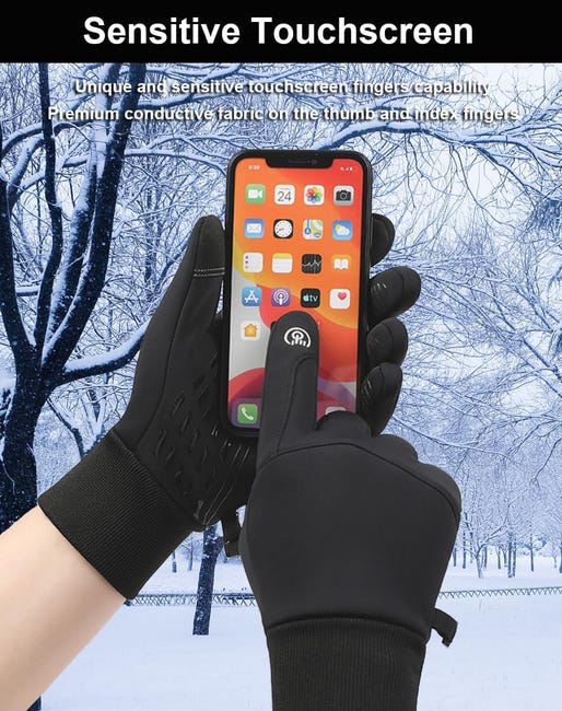 Guanti Invernali Da Ciclismo Antivento Uomo Donna - Touch Screen E Antiscivolo Per Bici, Sci, Trekking - Foto 2