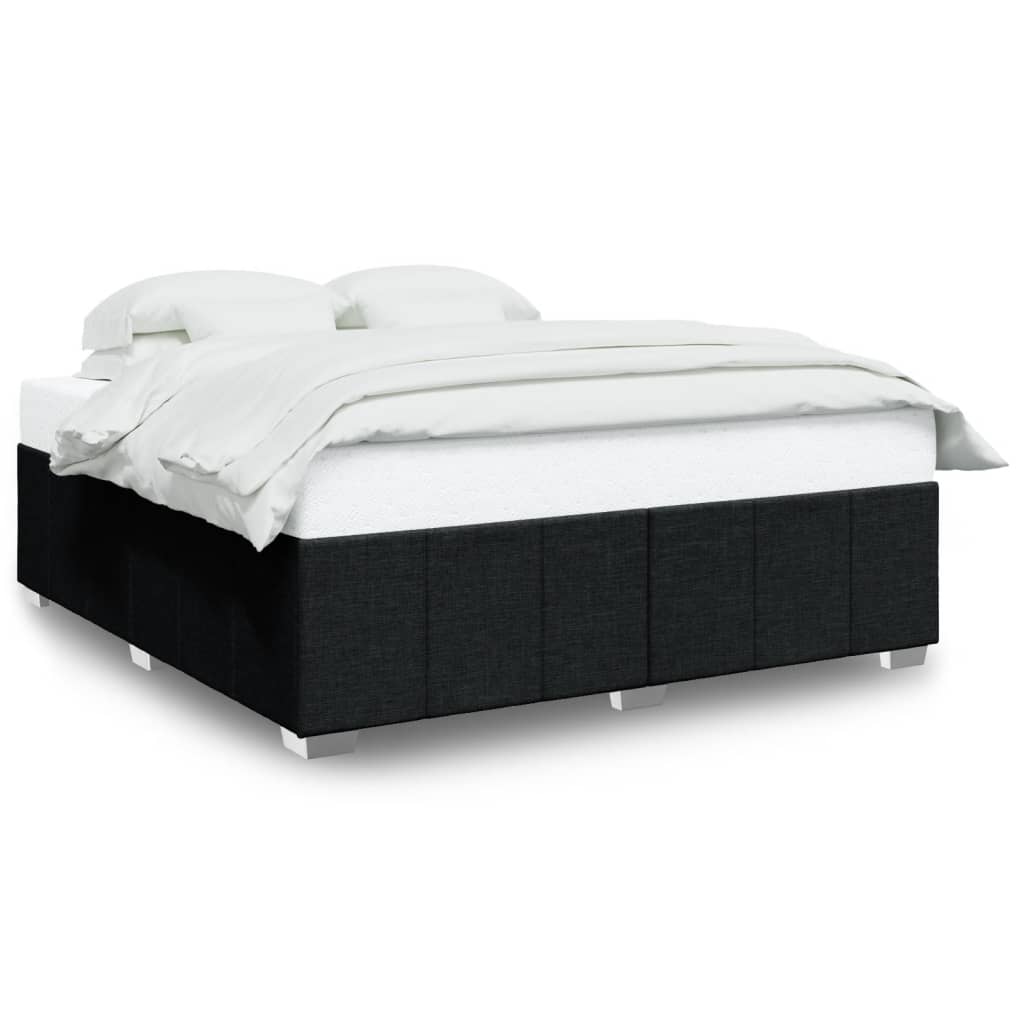 Cadre de lit sans matelas noir 200 x 200 cm tissu - 2