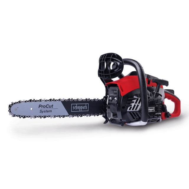 Scheppach Tronçonneuse thermique PCS38 - 37,2 cm³ - 2 temps - longueur 35 cm - Ø de coupe max 33,5 cm - vitesse de coupe 21m/s - réservoir 0,26L