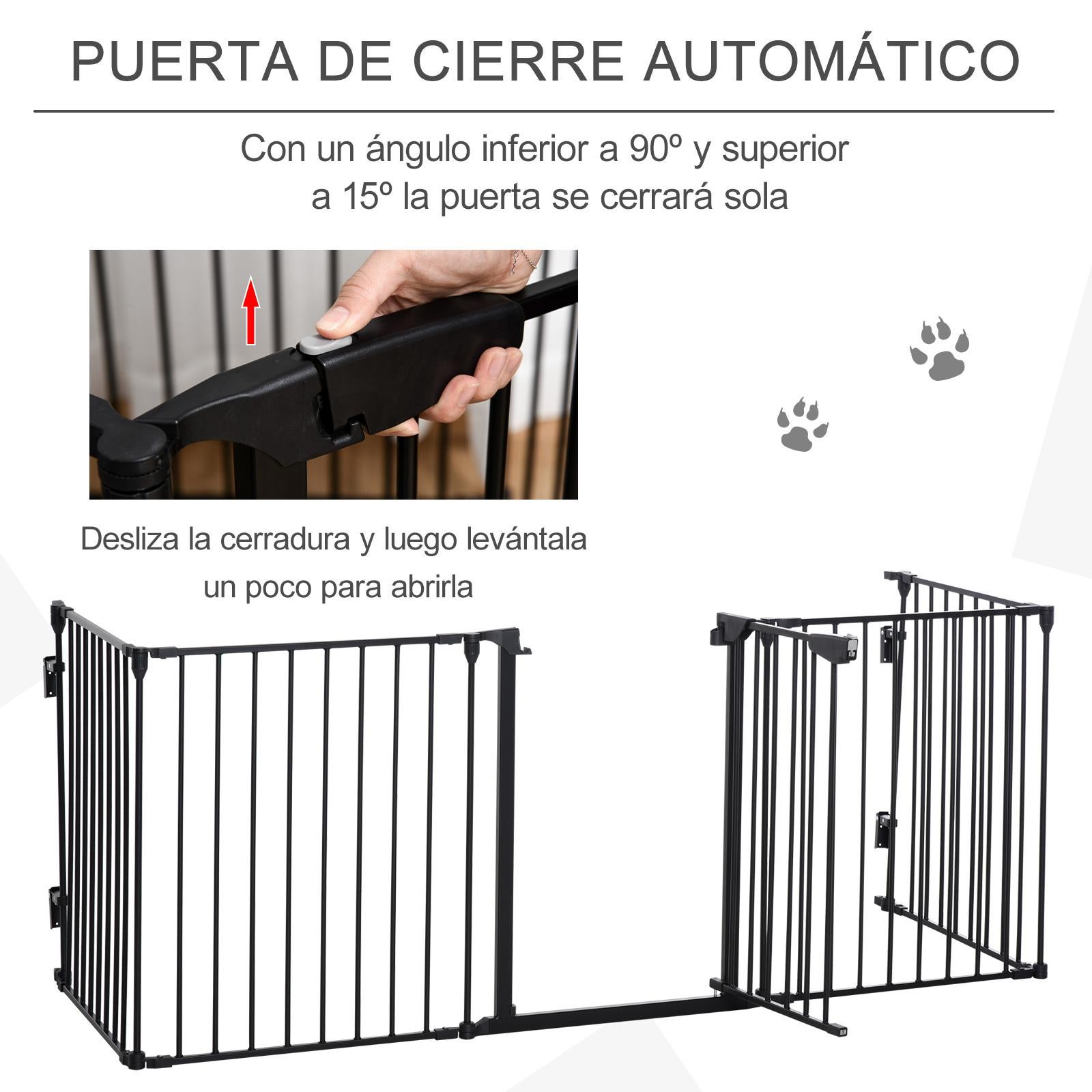 Barrera de Seguridad PawHut Metal, Plástico Negro 300x74.5 cm - 6