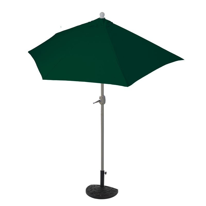 Parasol półokrągły Parla, parasol balkonowy, UV 50+ poliester/aluminium 3 kg ~ 270 cm zielony z podstawą
