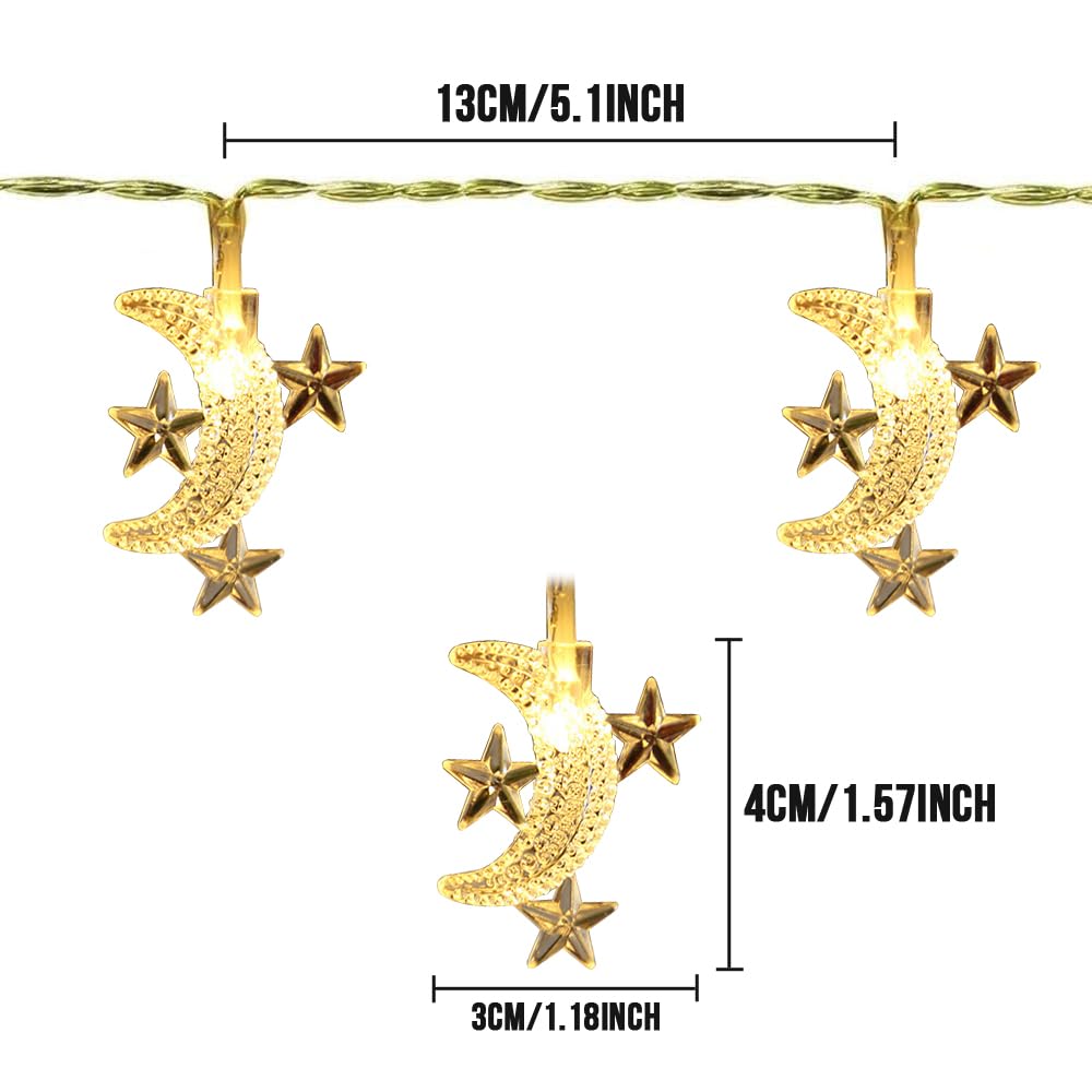 Guirlande lumineuse en forme de lune et d'étoile, 6 m, 40 pièces, alimentée par USB, décoration pour Noël, mariage, anniversaire, Saint-Valentin - 3