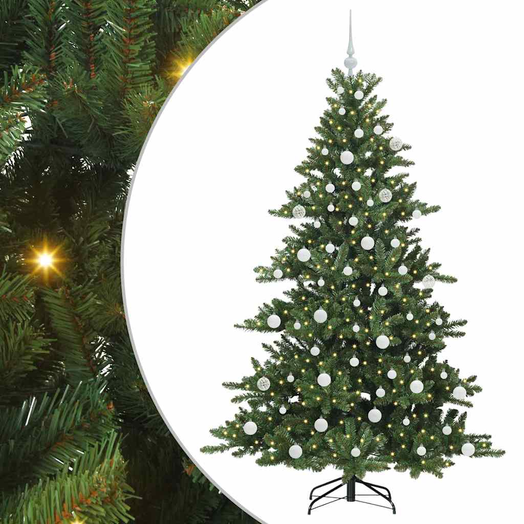 Sztuczna choinka z zawiasami z 300 diodami LED 180 cm PVC