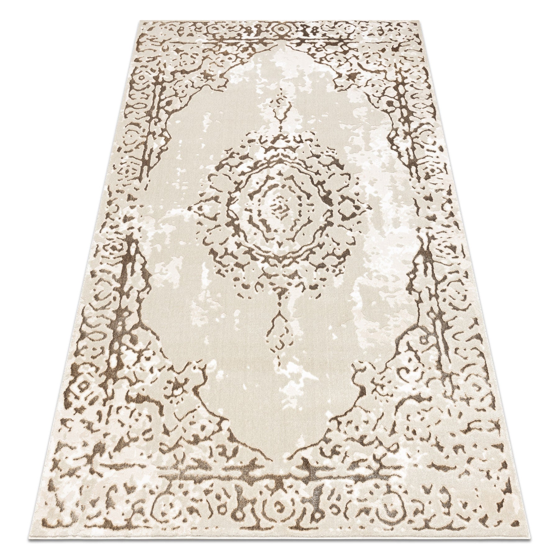 Dywan ALLURE 1961 Ornament, ramka - Strukturalny, stylowy, glamour krem / złoty 180x270 cm