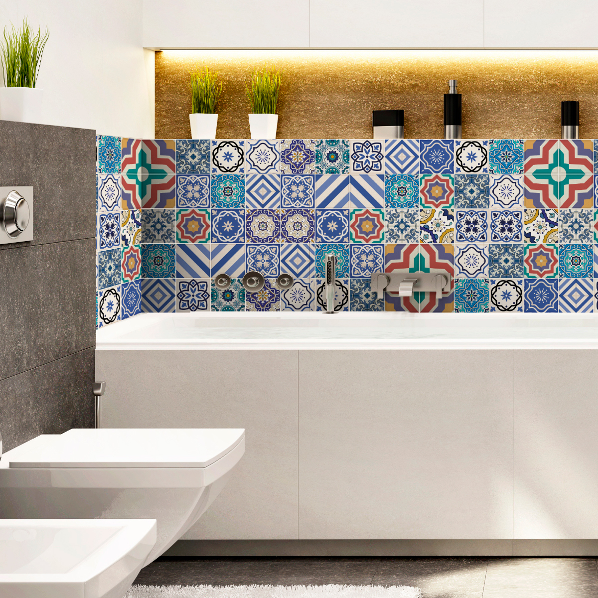 30 vinilo baldosas azulejos elettra - adhesivo de pared - revestimiento sticker mural decorativo - 30stickers20x20cm