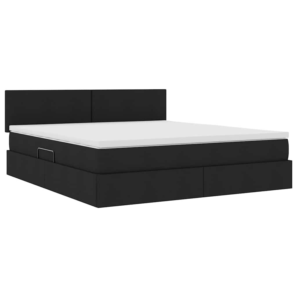 Lit avec rangement et matelas noir 180 x 200 cm en velours - 5