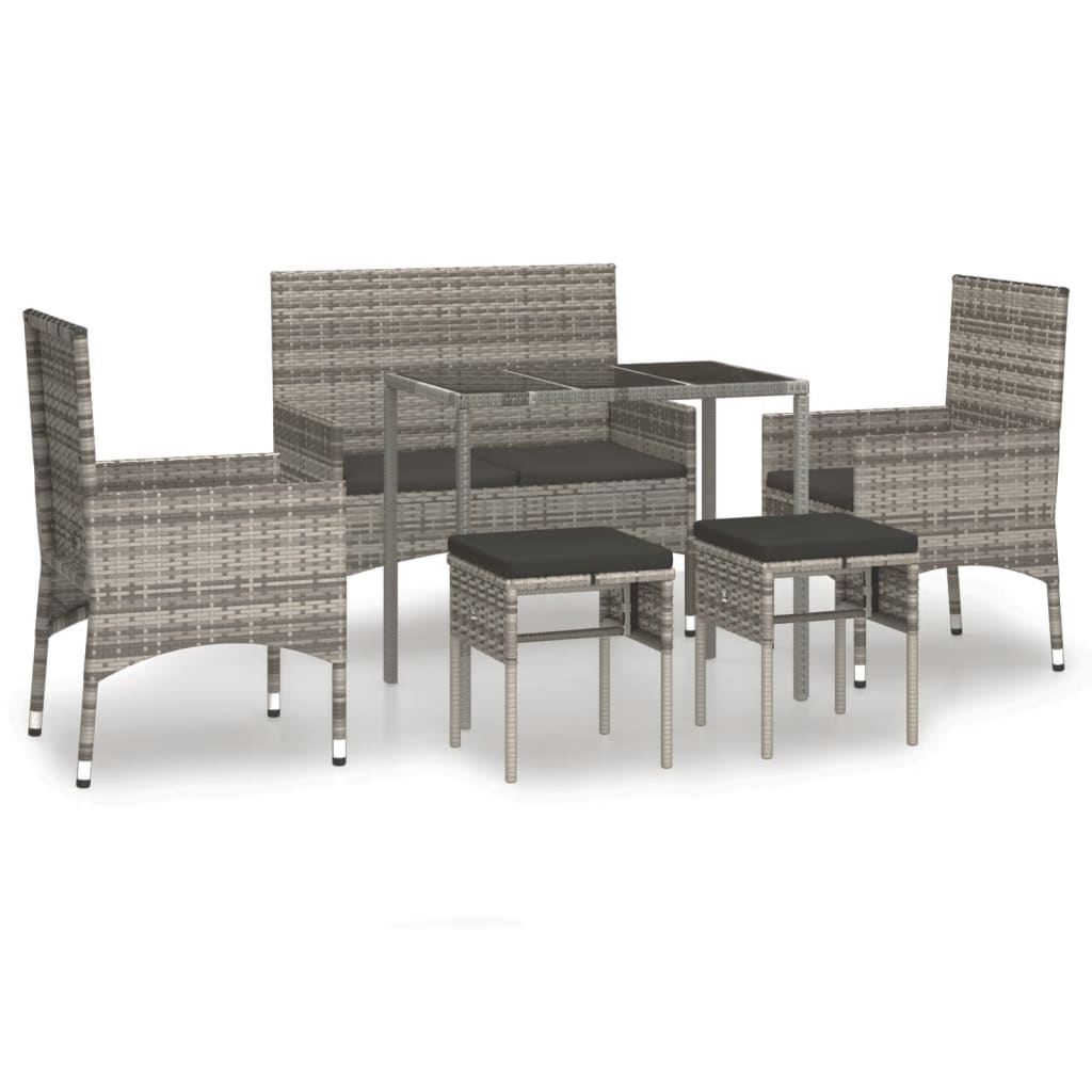 Maison Exclusive - Set Divani da Giardino 6 pz con Cuscini in Polyrattan Grigio - 2