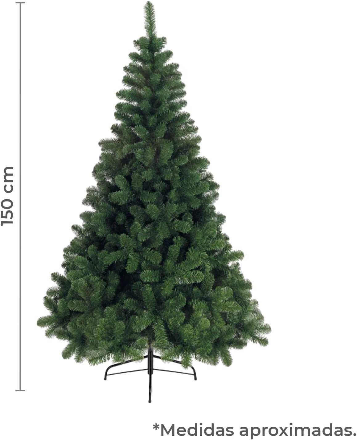 TIENDA EURASIA® Árbol de Navidad Artificial, Soporte Metálico, Fácil Montaje, con Caja, Verde Super, 150cm - 2