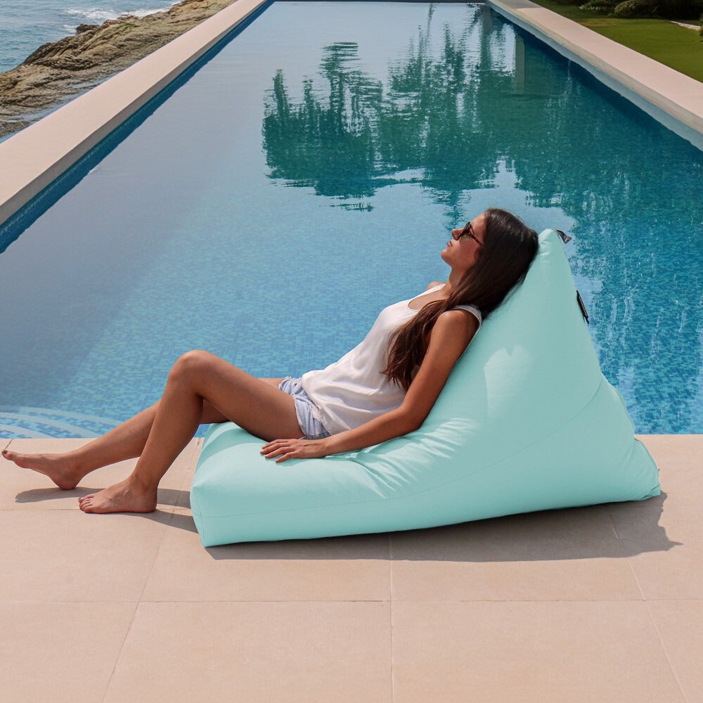 Pouf Pyramide Similicuir Outdoor Bleu Ciel Happers XL - 2