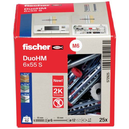 Fischer 572925 DuoHM 6x55 S PH TX Cheville pour corps creux 55 mm 25 pc(s) - 2