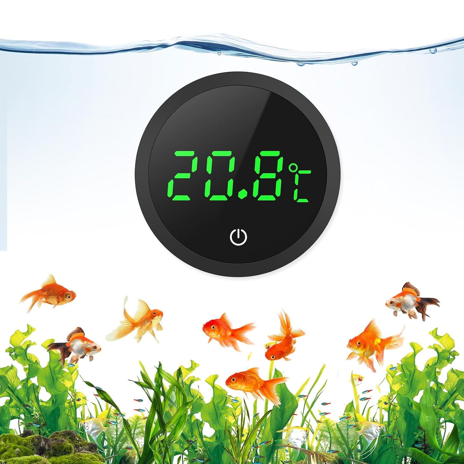 Termometr do Akwarium, Cyfrowy Termometr LCD do Akwarium Wysokiej Precyzji 0,1 ℃ z Przyciskami Dotykowymi, Wymienna Bateria do Akwarium dla Żółwi