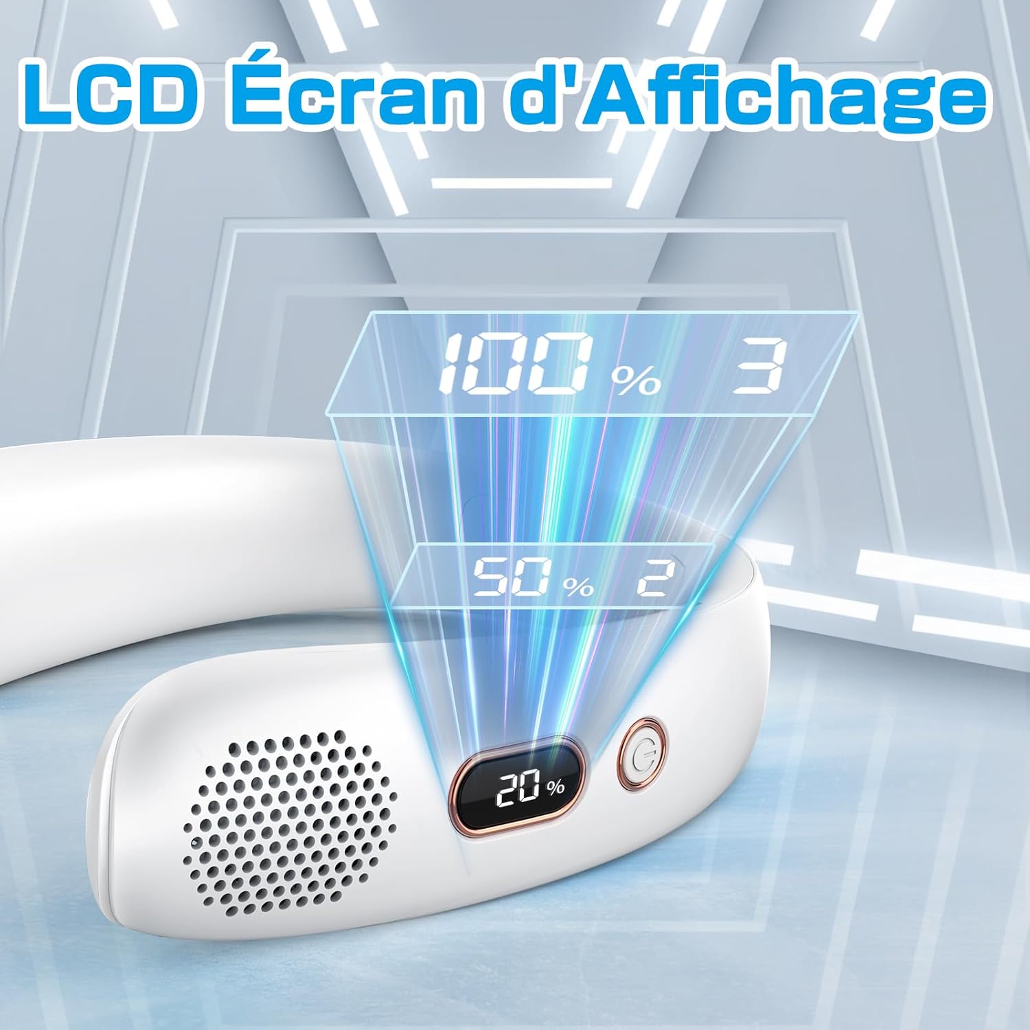 Ventilatore Da Collo Portatile 360° – 3 Velocità, Batteria 2600mAh, Senza Pale, Mani Libere Per Esterno E Ufficio