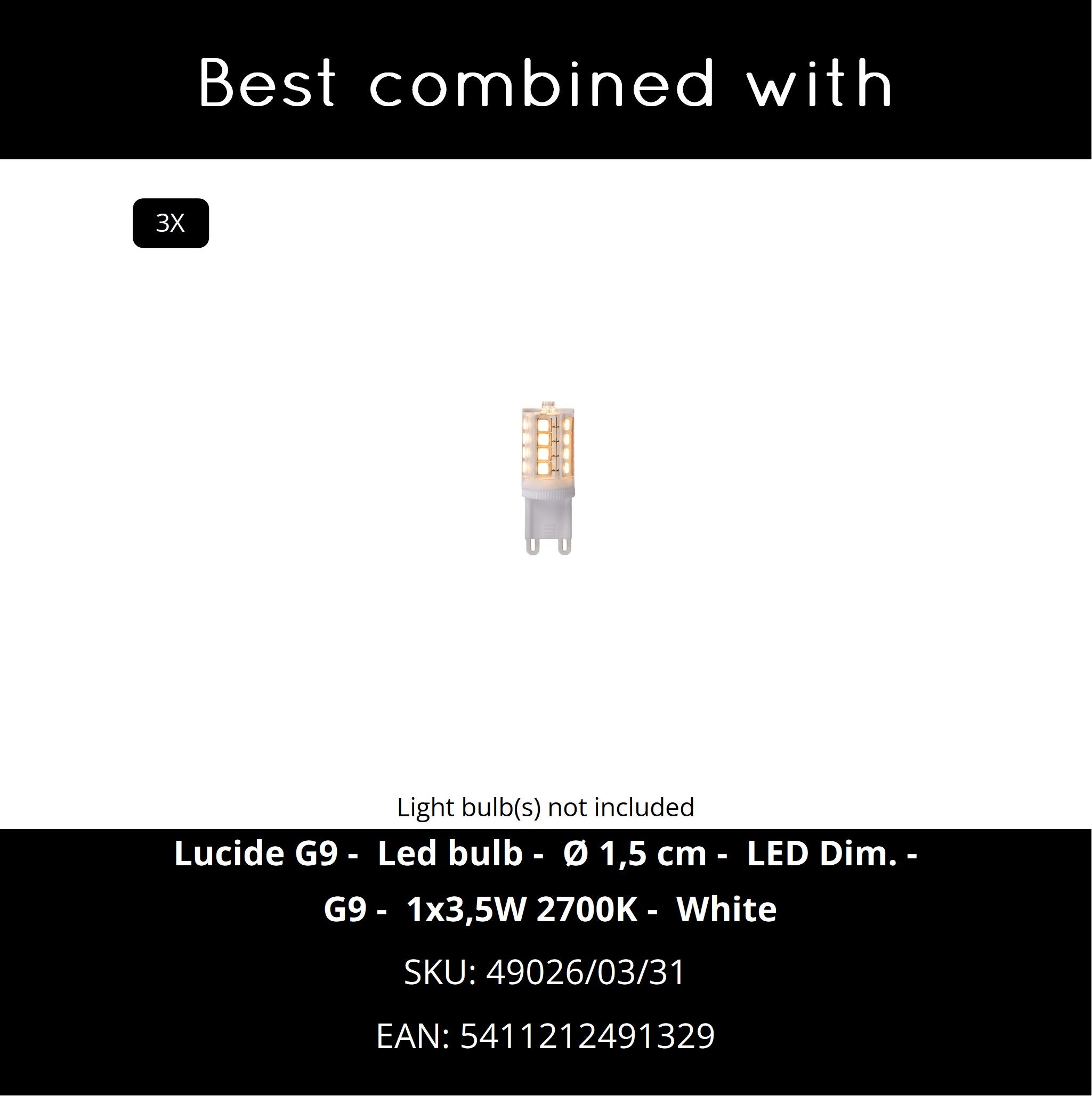 Plafonnier ERYN - Chrome - 3xG9 - Lucide - 8