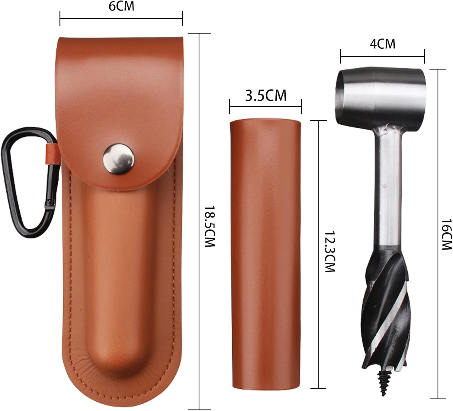 Ręczny świder do drewna Bushcraft Tools, wiertarka ręczna do obróbki drewna, świder do drewna Bushcraft do przetrwania na świeżym powietrzu, z etui z - 2