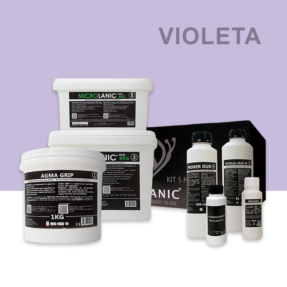 Microlanic kit microcemento 5m² sbc especial baños y cocinas baños, duchas y cocinas violeta