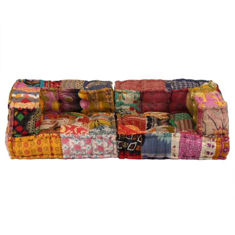 Pouf modulaire à 2 places Patchwork Tissu - 5