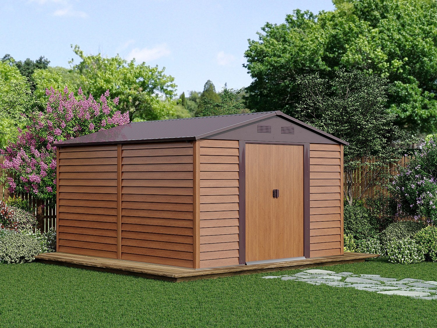 Altana ogrodowa z ocynkowanej stali z efektem drewna - 11,75 m² - ARSEGO