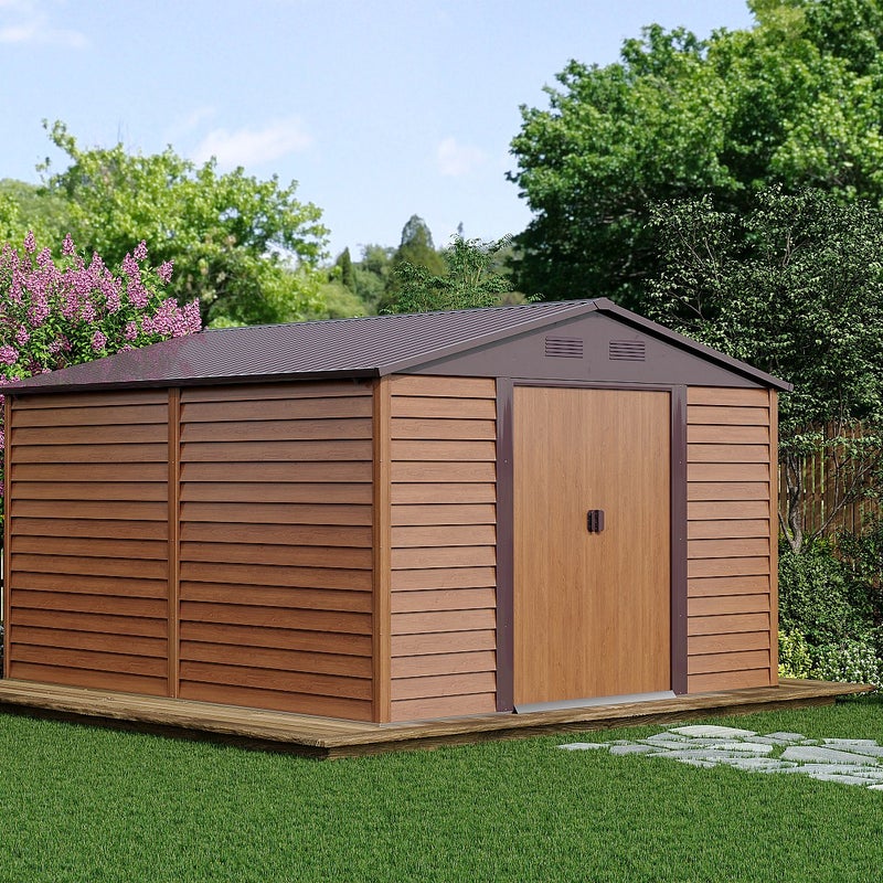 Altana ogrodowa z ocynkowanej stali z efektem drewna - 11,75 m² - ARSEGO