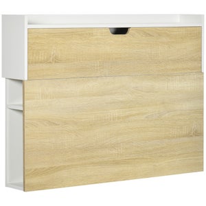 HOMCOM Scrivania A Muro Pieghevole Salvaspazio Con Ripiani, Bianco/Legno, 100x18x74 Cm, Per Studio E Soggiorno - 4