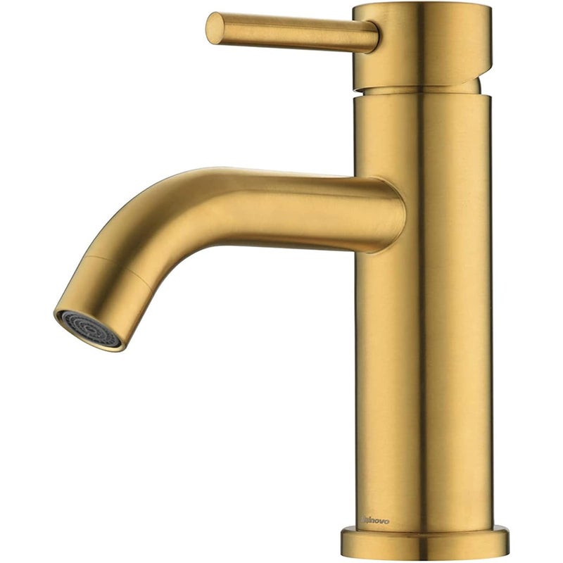 Bateria umywalkowa złota - Regulowana bateria jednouchwytowa ciepła/zimna woda - Klasyczna i elegancka, ze stali nierdzewnej w kolorze złotym