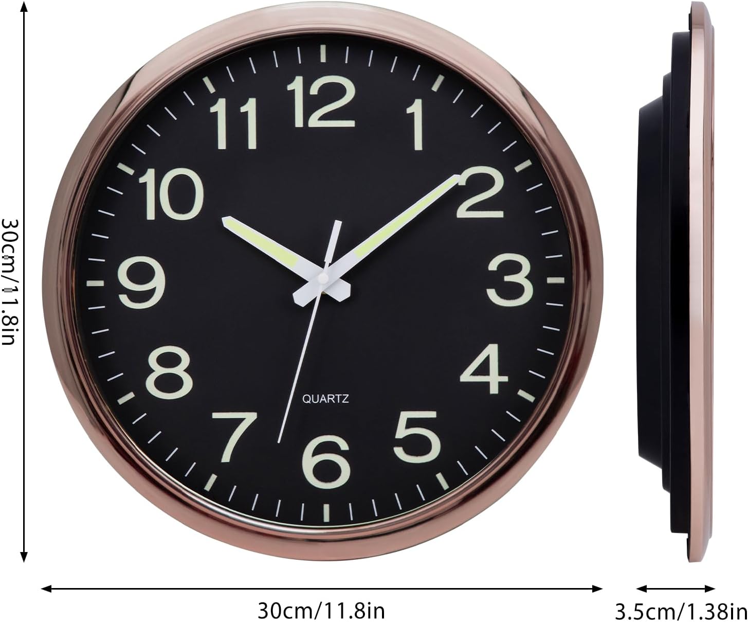 Moderne Horloge Murale Silencieuse,Pendule Murale De 30 Cm De Diametre Ronde Numerique A Quartz Noir E 99361536
