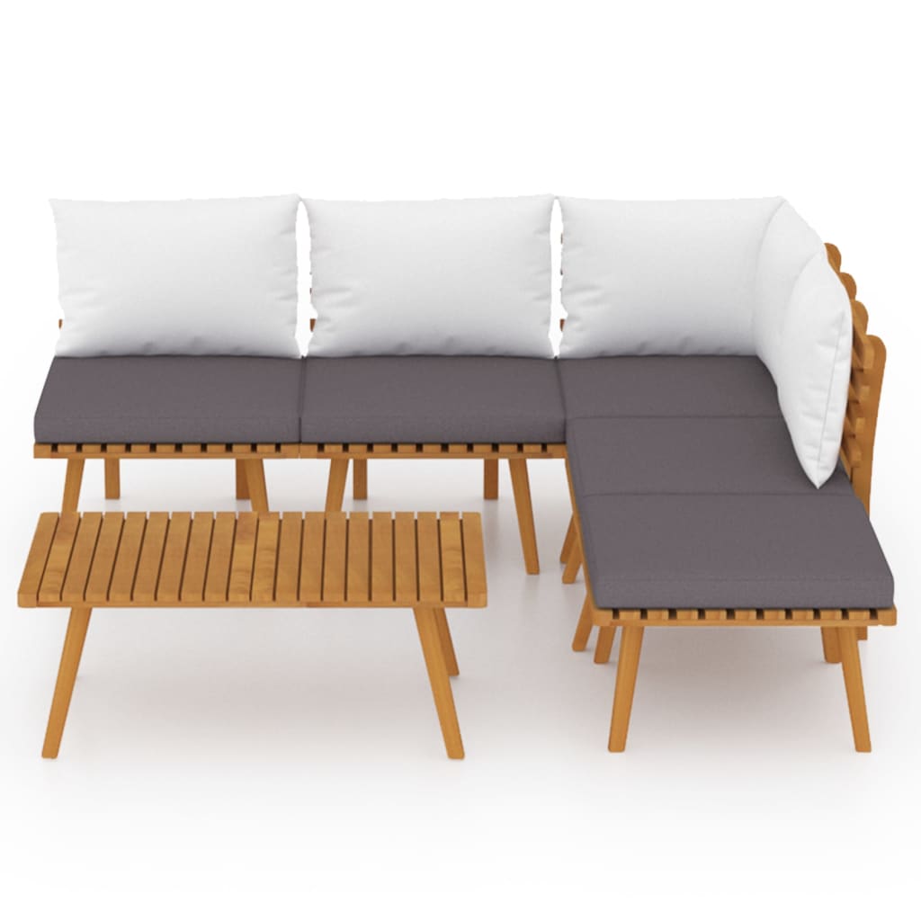 Maison Exclusive - 6 pcs conjunto lounge de jardim com almofadões acácia maciça - 3