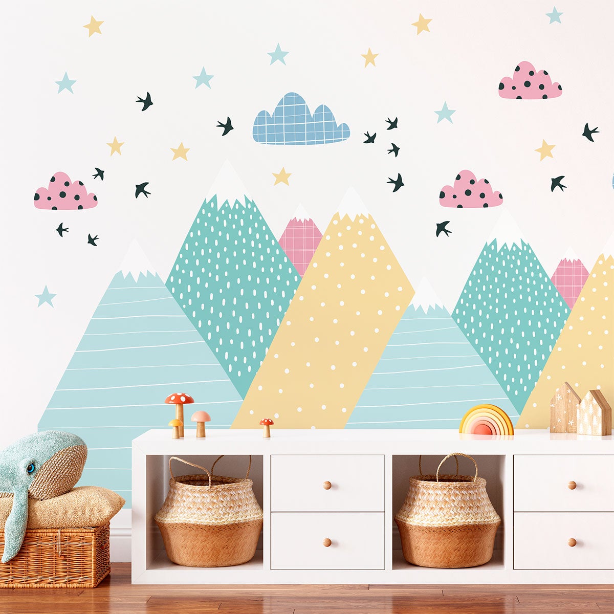 Vinilo niño escandinavo de montaña donika - adhesivo de pared - revestimiento sticker mural decorativo - 90x135cm - 3