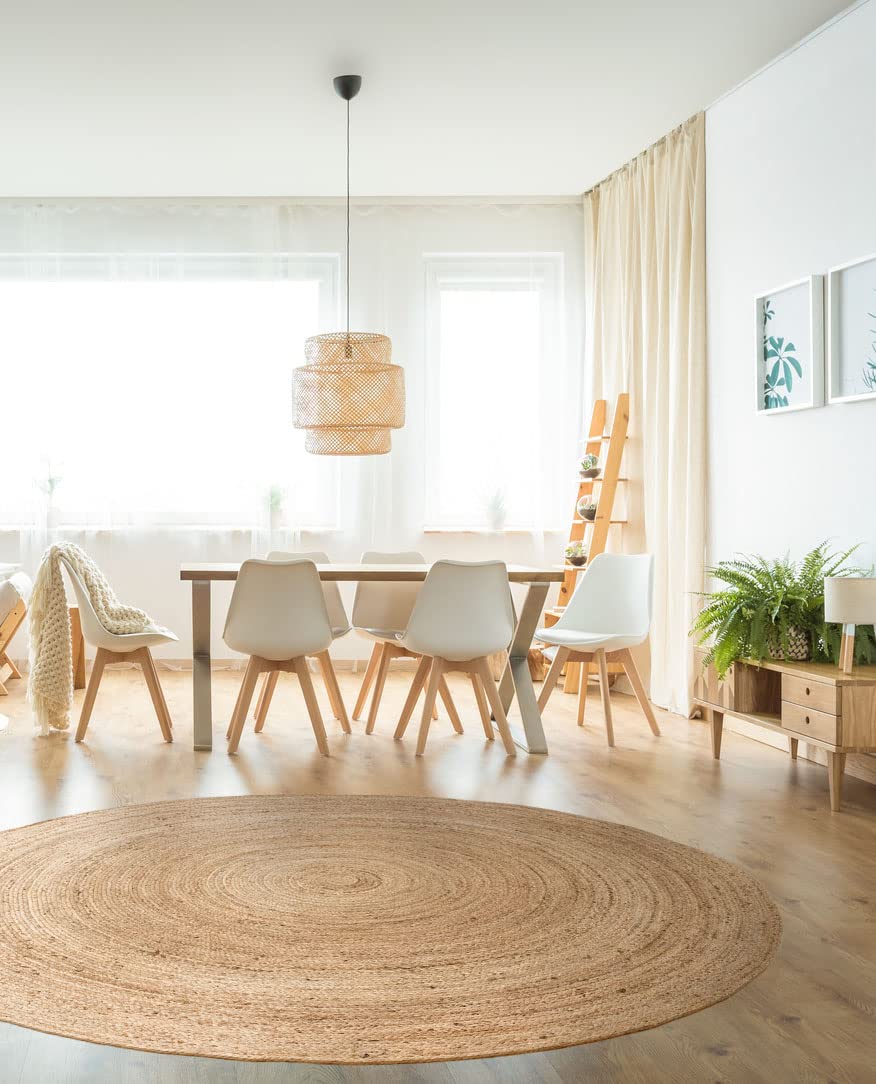 Tappeto rotondo ALHAMBRA in juta naturale 200x200 cm - Tappeto per soggiorno, camera da letto e soggiorno - 3