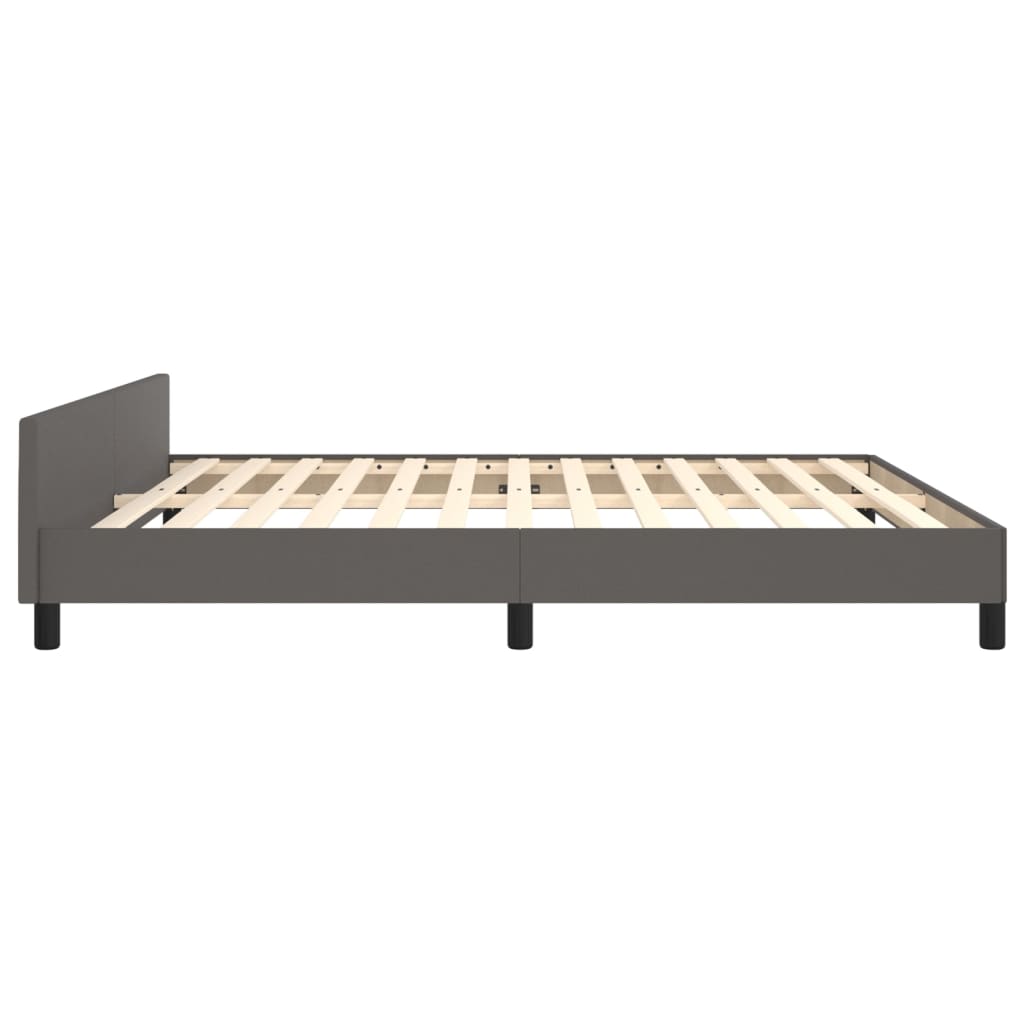 Cadre de lit sans matelas, gris, 160 x 200 cm, similicuir - 7