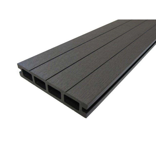Lame terrasse bois composite alvéolaire Qualita L 360 cm / l14 cm / ep 2,5 cm - Gris carbone