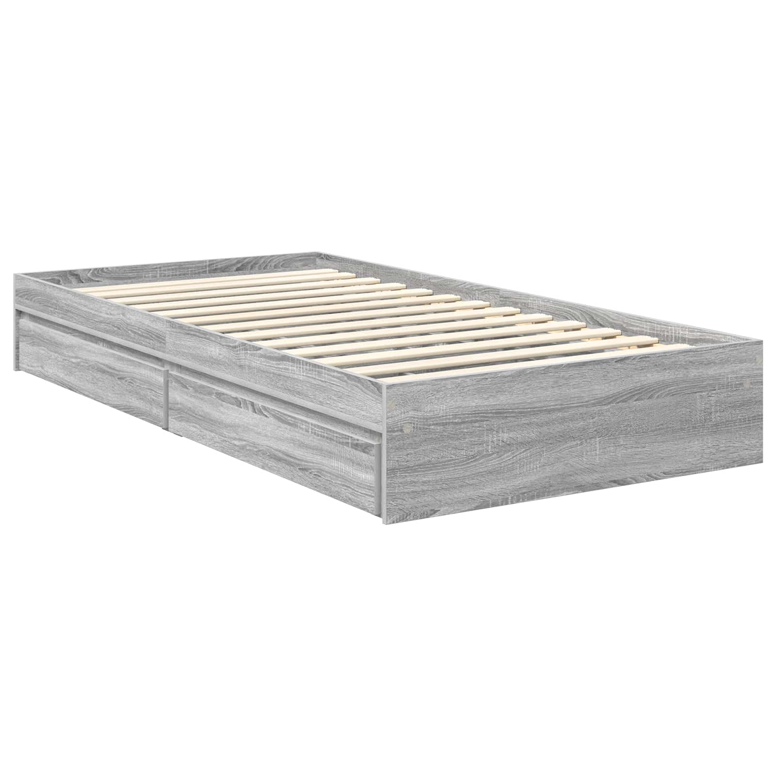 Lit de rangement Gris 90 x 200 cm Panneau de bois - 6