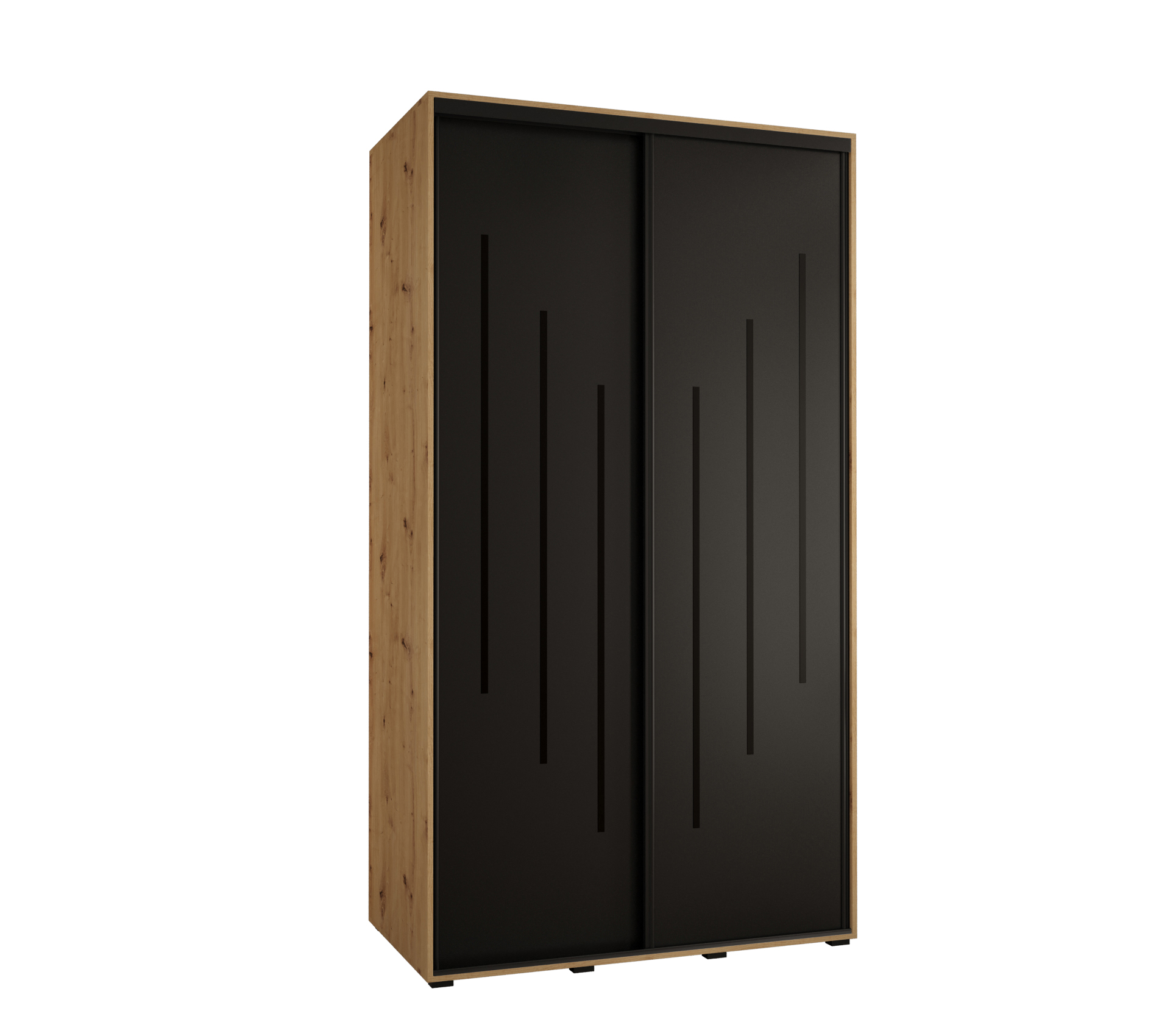 Szafa przesuwna wysoka Davos 8 130 x 60 x 235,2 cm artisan + czarny + u. czarny - Abiks Meble
