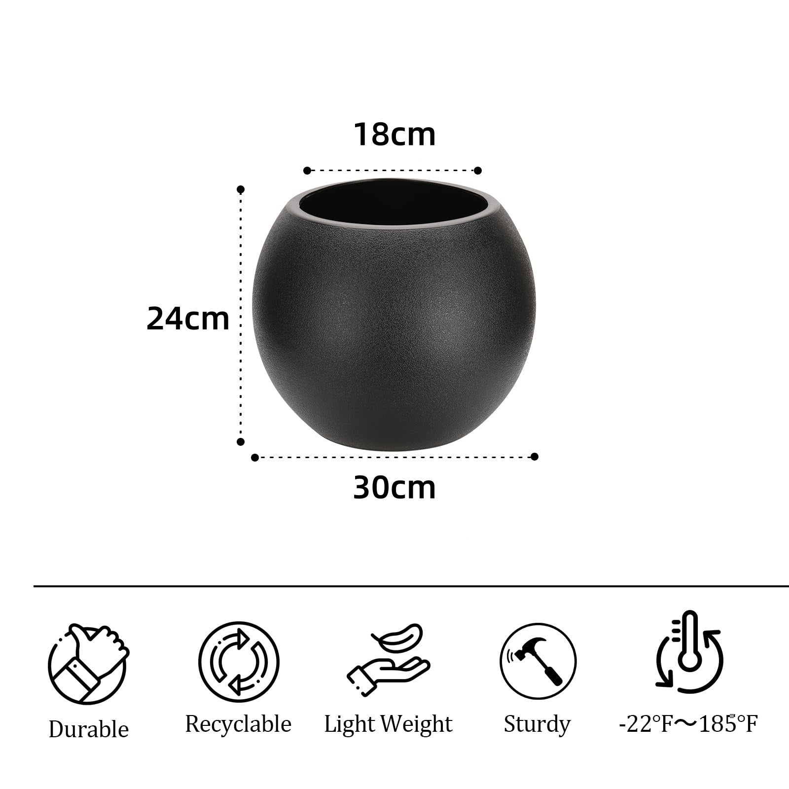 LOLLANDA Pot de fleurs sphérique, imitation bonsaï vert pour balcon, plante décorative en pot, ne convient pas à la plantation (30*24 cm) - 2